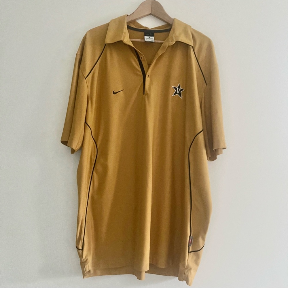 Nike Team Dri Fit Polo Shirt Vanderbilt Commodores Football Gold Yellow Mens XL
